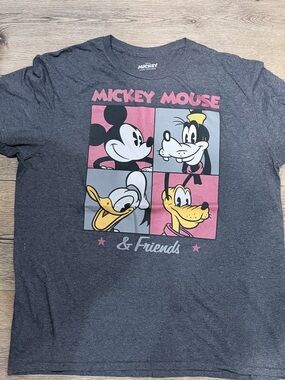 Disney Mickey Mouse & Friends Graphic Tee - Charcoal with Pink and Yellow